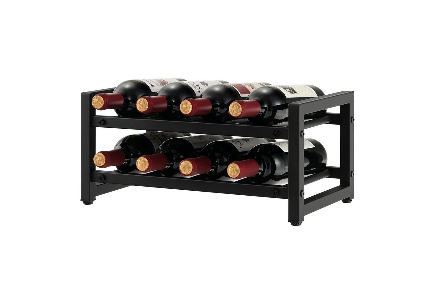 COSTWAY Weinregal, stehend, Metall, 2 Ebenen, für 8 Flasche, 42,5x24,5x20,5cm von COSTWAY