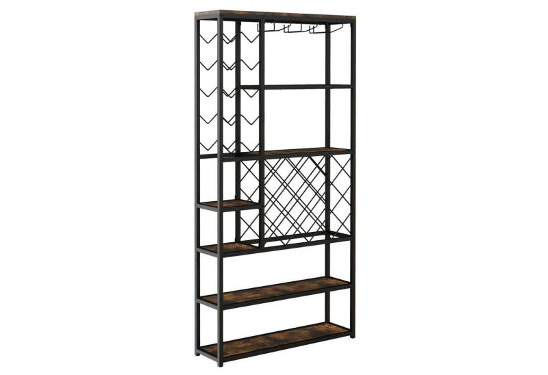 COSTWAY Weinregal, stehend, Metall, für 27 Flaschen, mit Glashaltern & Regal von COSTWAY