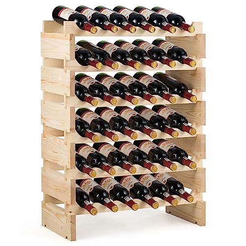 COSTWAY Weinregal Holz stapelbar, Flaschenregal für 36 Flaschen, Weinständer mit 6 Ebenen, Holzregal, Flaschenständer für Küche, Esszimmer, Bar, Keller, 63 x 28 x 85 cm COSTWAY Weinregal Holz stapelbar, Flaschenregal für 36 Flaschen, Weinständer mit 6 Ebenen, Holzregal, Flaschenständer für Küche, Esszimmer, Bar, Keller, 63 x 28 x 85 cm von COSTWAY
