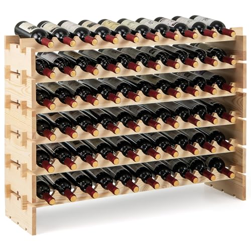 COSTWAY Weinregal Holz stapelbar, Flaschenregal für 60 Flaschen, Weinständer mit 6 Ebenen, Holzregal, Flaschenständer für Küche, Esszimmer, Bar, Keller, 101 x 29 x 73 cm COSTWAY Weinregal Holz stapelbar, Flaschenregal für 60 Flaschen, Weinständer mit 6 Ebenen, Holzregal, Flaschenständer für Küche, Esszimmer, Bar, Keller, 101 x 29 x 73 cm von COSTWAY