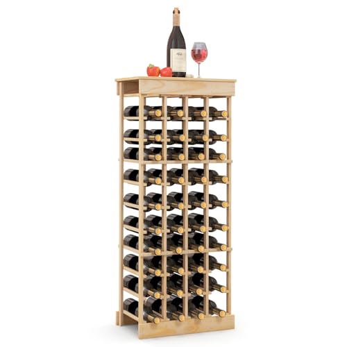 COSTWAY Weinregal Massivholz, Flaschenregal für 40 Flaschen, Weinständer Weinflaschenhalter Weinhalter für Küche, Speisekammer, Bar & Weinkeller von COSTWAY