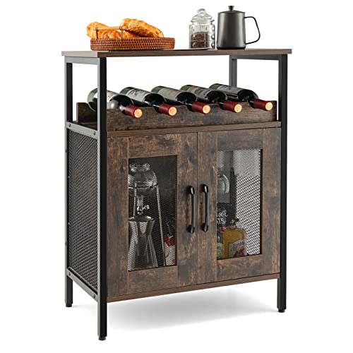 COSTWAY Weinschrank, Küchenschrank mit abnehmbarem Weinregal und integrierten Glashaltern, Kommode Holz, Sideboard 60 x 34 x 79cm (Dunkelbraun) COSTWAY Weinschrank, Küchenschrank mit abnehmbarem Weinregal und integrierten Glashaltern, Kommode Holz, Sideboard 60 x 34 x 79cm (Dunkelbraun) von COSTWAY