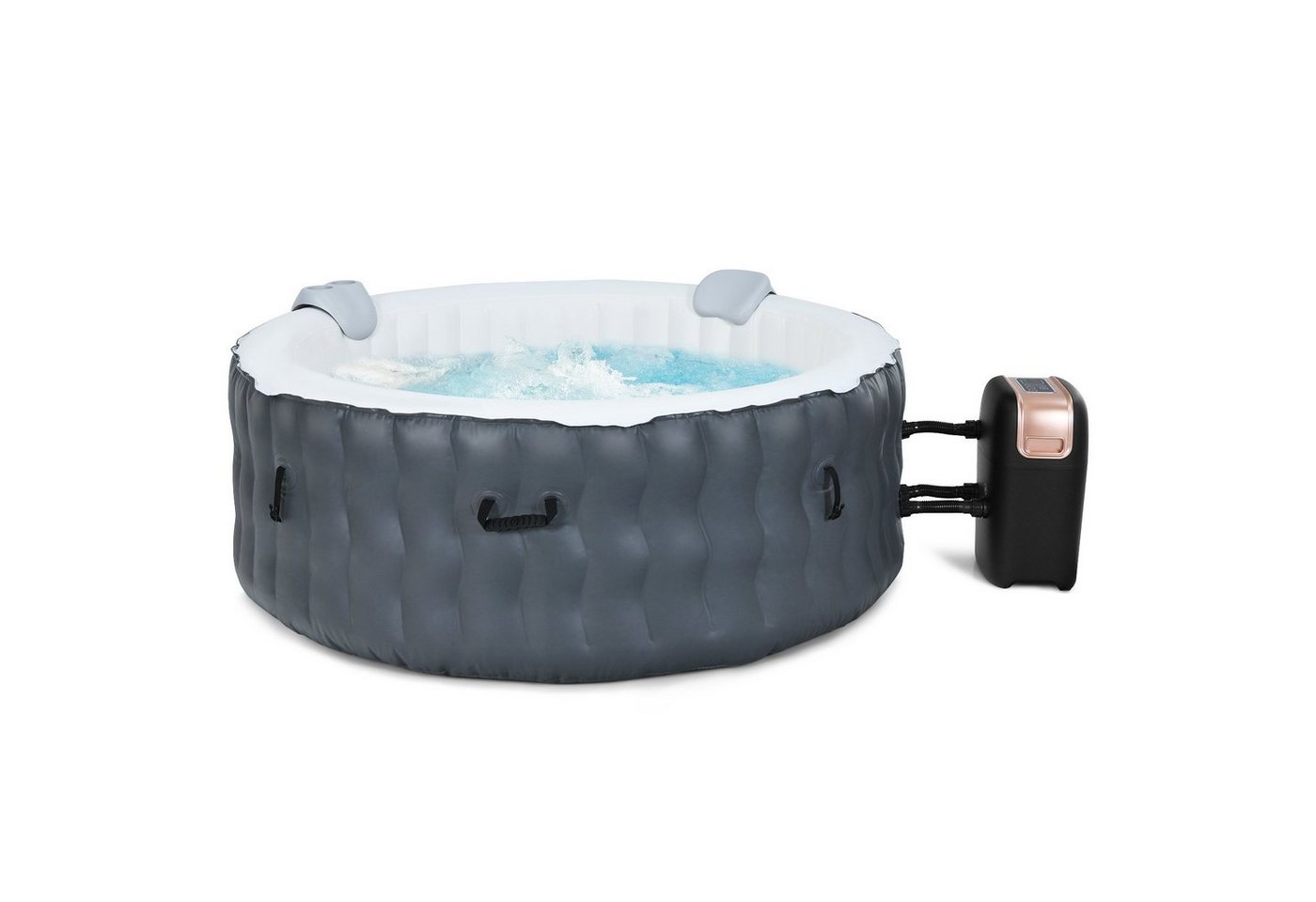 Whirlpool SPA Massagepool, Ø180cm, mit 108 Massagedüsen Heizfunktion, Kopfstütze & Getränkehalter, für 4 Personen von COSTWAY