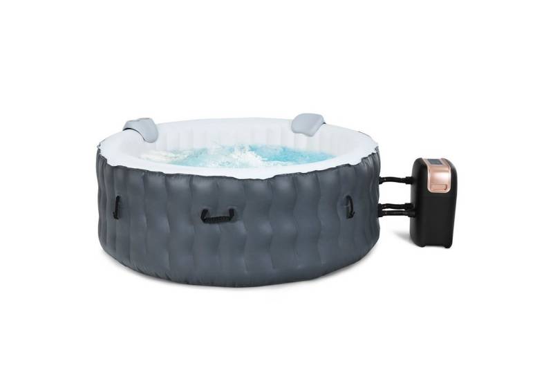 COSTWAY Whirlpool SPA Massagepool, Ø180cm, mit 108 Massagedüsen Heizfunktion, Kopfstütze & Getränkehalter, für 4 Personen von COSTWAY