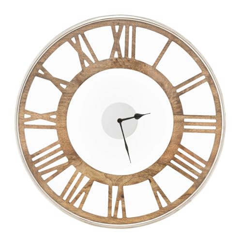 COSTWAY große Wanduhr ohne Tickgeräusche, Funkuhr Vintage für Wohnzimmer, Büro, Schlafzimmer (40 x 40 x 5 cm) von COSTWAY