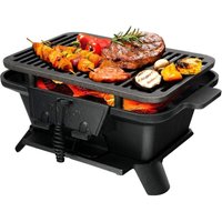 Campinggrill Gusseisen Holzkohle bbq Holzkohlegrill tragbar Reisegrill Minigrill Tischgrill für Picknick im Freien 40x27x18cm - Costway von COSTWAY