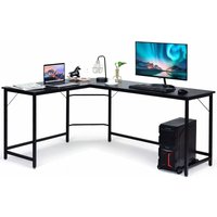 Costway - Computertisch mit CKunstleder-Ständer auf Rollen, L-förmig, Metallrahmen und holz, 168 x 125 x 74 cm schwarz Costway - Computertisch mit CKunstleder-Ständer auf Rollen, L-förmig, Metallrahmen und holz, 168 x 125 x 74 cm schwarz von COSTWAY