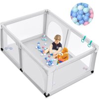 Costway - 120 x 190cm Baby Laufstall mit 50 Spielbällen, Laufgitter mit atmungsaktivem Netz und Reißverschluss, Krabbelgitter 2 Türen, Laufgitterzelt von COSTWAY