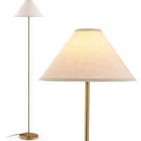 162cm Stehlampe gold, Stehleuchte mit Fußschalter, Leinenschirm und Metallmast, Leselampe freistehend für Wohnzimmer, Büro & Schlafzimmer(Lichtquelle von COSTWAY