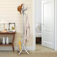 184cm Garderobenständer mit Schirmhalter, Jackenständer mit 12 Kleiderhaken, Kleiderständer aus Holz, Garderobe Standgarderobe für Flur, Wohnzimmer 184cm Garderobenständer mit Schirmhalter, Jackenständer mit 12 Kleiderhaken, Kleiderständer aus Holz, Garderobe Standgarderobe für Flur, Wohnzimmer von COSTWAY