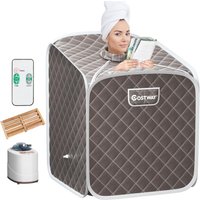 2L Mini Dampfsauna, Heimsauna Wärmekabine mit Zerstäubungsfunktion & Timer & 9 Temperaturstufen, Sitzsauna inkl. Fernbedienung, Stuhl, Saunakabine 85 von COSTWAY