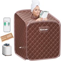 2L Mini Dampfsauna, Heimsauna Wärmekabine mit Zerstäubungsfunktion & Timer & 9 Temperaturstufen, Sitzsauna inkl. Fernbedienung, Stuhl, Saunakabine 85 von COSTWAY