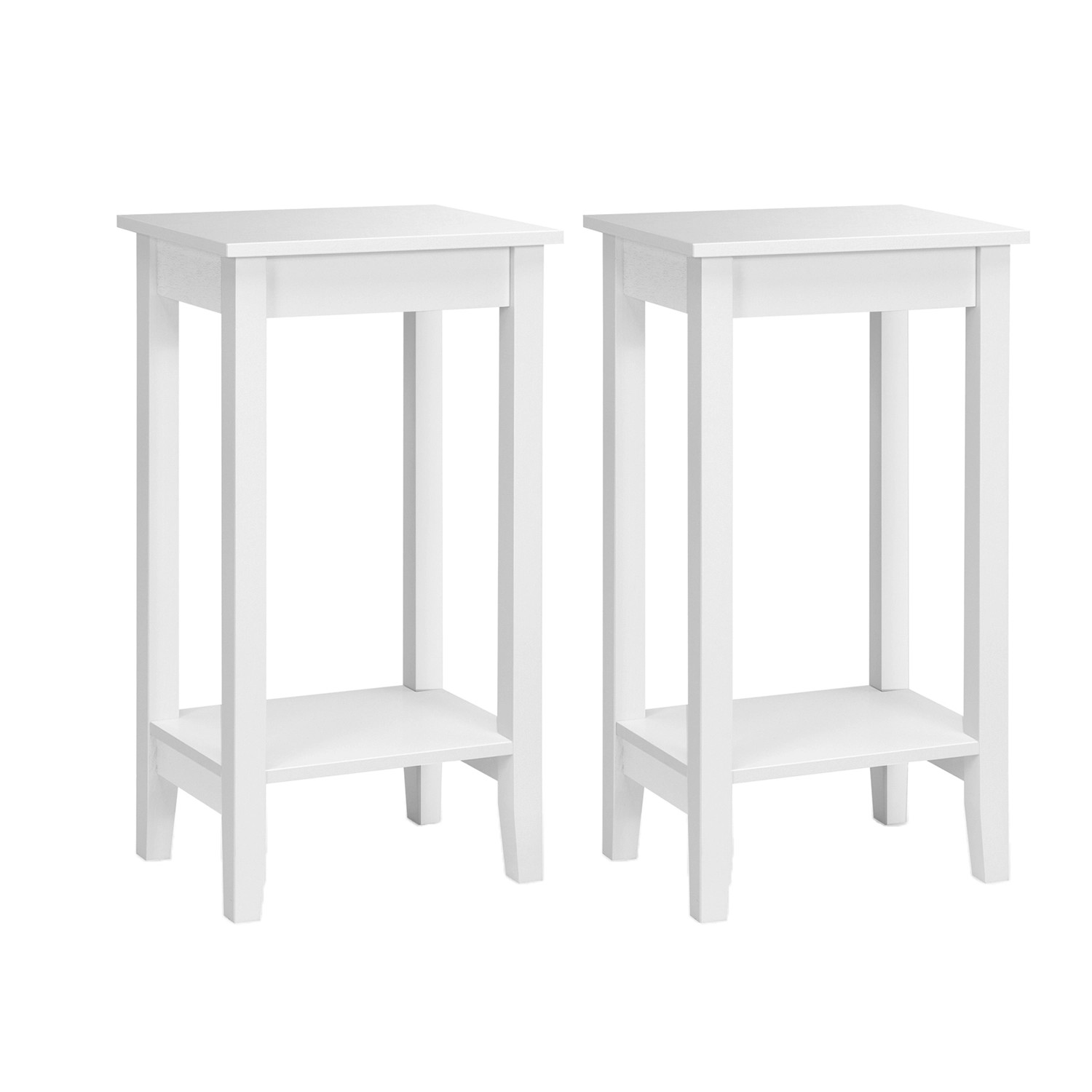 Costway 2er Set Beistelltisch mit Regal 2-Stöckiger Sofatisch Weiß Costway 2er Set Beistelltisch mit Regal 2-Stöckiger Sofatisch Weiß von COSTWAY