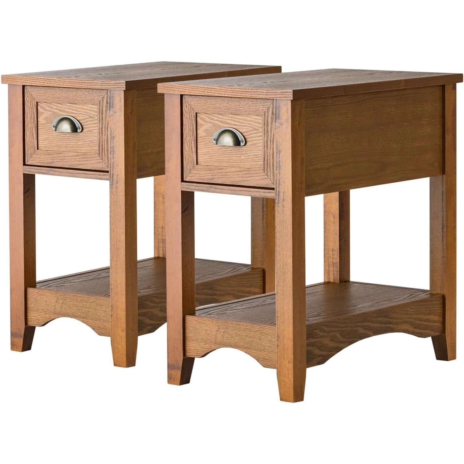 Costway 2er Set Beistelltisch mit Schublade und Ablage Gelbbraun Costway 2er Set Beistelltisch mit Schublade und Ablage Gelbbraun von COSTWAY