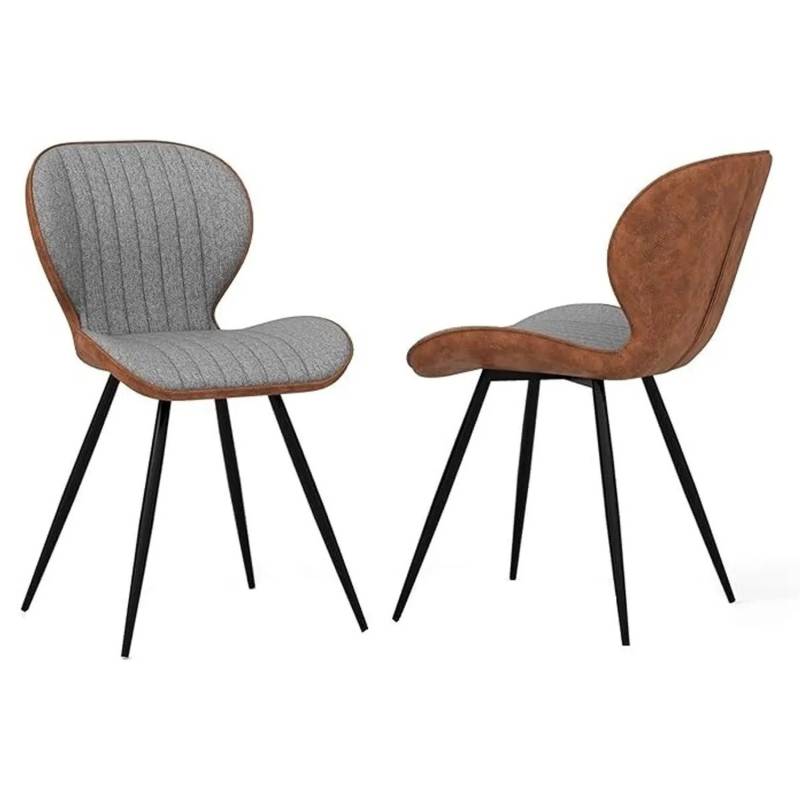 Costway 2er Set Esszimmerstühle Akzentstühle Grau und Braun von COSTWAY