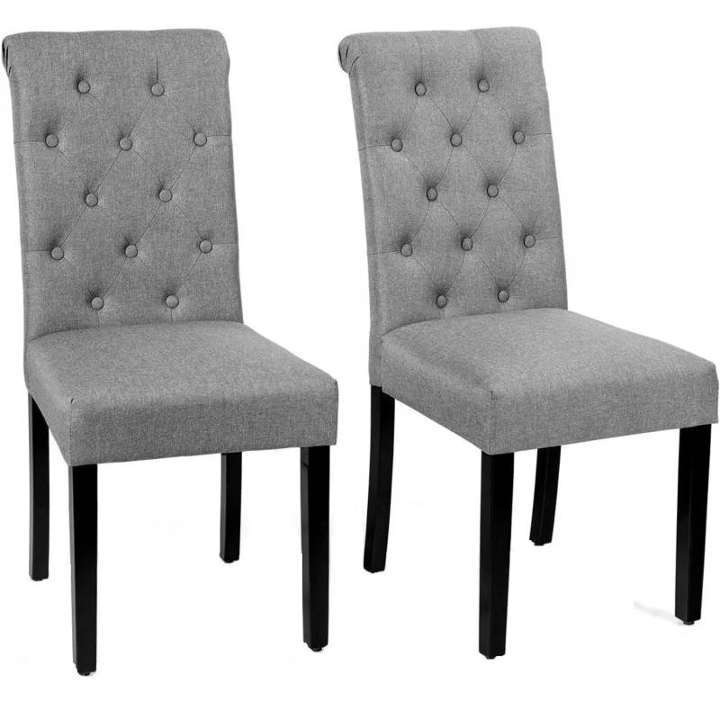 Costway 2er Set Esszimmerstühle mit Gummiholzbeinen Grau Costway 2er Set Esszimmerstühle mit Gummiholzbeinen Grau von COSTWAY