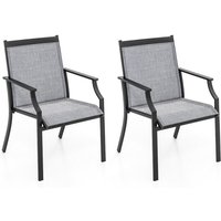 2er Set Gartenstühle, Terrassenstühle, Balkonstühle mit atmungsaktiver Sitzfläche und Metallrahmen, Outdoor-Stühle bis 150 kg belastbar, für Garten, 2er Set Gartenstühle, Terrassenstühle, Balkonstühle mit atmungsaktiver Sitzfläche und Metallrahmen, Outdoor-Stühle bis 150 kg belastbar, für Garten, von COSTWAY