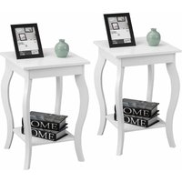 Costway - 2er Set Nachttisch mit Ablage, 2 Ebene Beistelltisch aus Holz, Nachtkonsole, Sofatisch für Wohnzimmer, Schlafzimmer, 40 x 40 x 60 cm (Weiß) von COSTWAY
