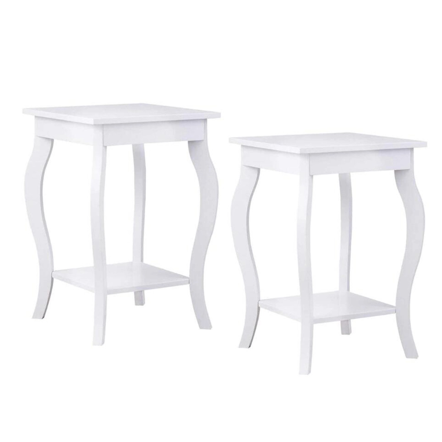 Costway 2er Set Nachttisch mit Ablage Sofatisch 40 x 40 x 60 cm Weiß Costway 2er Set Nachttisch mit Ablage Sofatisch 40 x 40 x 60 cm Weiß von COSTWAY