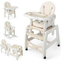 Costway - 3 in 1 Babystuhl, Hochstuhl & Essstuhl & Kindersitzgruppe, wandelbarer Babyhochstuhl mit 5-Punkt-Gurt, abnehmbarem Tablett & Sitzkissen & Costway - 3 in 1 Babystuhl, Hochstuhl & Essstuhl & Kindersitzgruppe, wandelbarer Babyhochstuhl mit 5-Punkt-Gurt, abnehmbarem Tablett & Sitzkissen & von COSTWAY