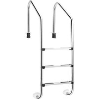 3 stufiger Edelstahl Poolleiter, Schwimmbad Leiter bis 150kg belastbar, Einstiegsleiter Silber, Schwimmbadleiter rutschfest, Einbauleiter 53 x 63 x von COSTWAY