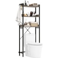 3-stufiges Toilettenregal, Badregal platzsparend, Waschmaschinenregal mit 4 Haken & verstellbaren Füßen, Badezimmerregal für über die Toilette, von COSTWAY