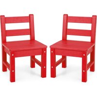 2er Set Kinderstühle, aus Holz, mit Rückenlehnen zum Malen & Lesen, für Indoor & Outdoor Rot - Costway von COSTWAY