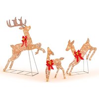 Costway - 3-teiliges led Rentier Familie, Weihnachtsdeko, beleuchtetes Rentier Weihnachtsfigur mit 255 warmweißen Lichtern, Weihnachtsbeleuchtung Costway - 3-teiliges led Rentier Familie, Weihnachtsdeko, beleuchtetes Rentier Weihnachtsfigur mit 255 warmweißen Lichtern, Weihnachtsbeleuchtung von COSTWAY