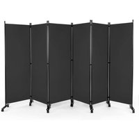 Costway - 334,5 x 172 cm Raumteiler auf Rollen, Paravent 6-teilig, Trennwand faltbar, aus Stoff, Sichtschutz für mehr Privatsphäre und Flexibilität Costway - 334,5 x 172 cm Raumteiler auf Rollen, Paravent 6-teilig, Trennwand faltbar, aus Stoff, Sichtschutz für mehr Privatsphäre und Flexibilität von COSTWAY