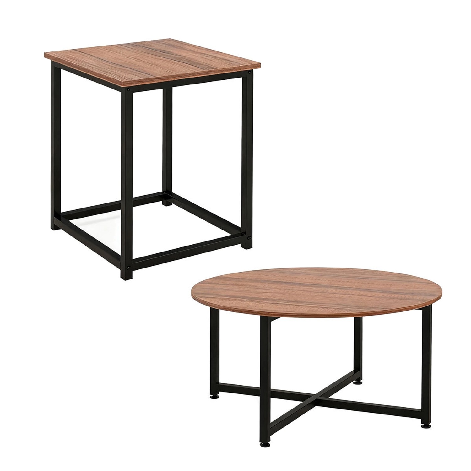 Costway 3er Set Couchtisch Beistelltisch Metallrahmen Sofatisch Braun Costway 3er Set Couchtisch Beistelltisch Metallrahmen Sofatisch Braun von COSTWAY