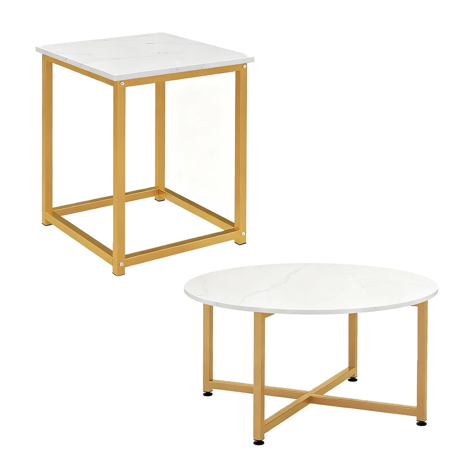 Costway 3er Set Couchtisch Beistelltisch Metallrahmen Sofatisch Weiß Costway 3er Set Couchtisch Beistelltisch Metallrahmen Sofatisch Weiß von COSTWAY