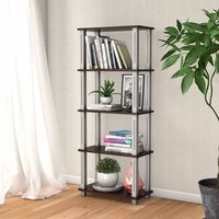 5 Ebenen Standregal Industrie Lagerregal Bücherregal Anstellregal Aufbewahrungsregal 60 x 29,5 x 144,5cm Braun - Costway von COSTWAY