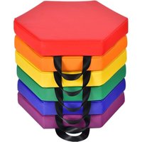 Costway - 6er Set Kinder Stuhlkissen mit Griff, Bodenkissen mit Reissverschluss, Sitzkissen Mehrfarbig, Sitzerhoehung Hauptkissen für Kinderzimmer von COSTWAY