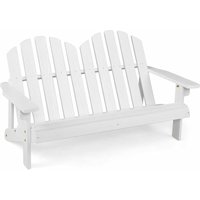 Adirondack-Stuhl für Kinder, 2-Sitzer Adirondack Chair aus Holz mit hoher Rückenlehne, wetterfester Gartenstuhl für Balkon, Garten und Hof (Weiß) von COSTWAY