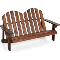 Adirondack-Stuhl für Kinder, 2-Sitzer Adirondack Chair aus Holz mit hoher Rückenlehne, wetterfester Gartenstuhl für Balkon, Garten und Hof (Braun) von COSTWAY