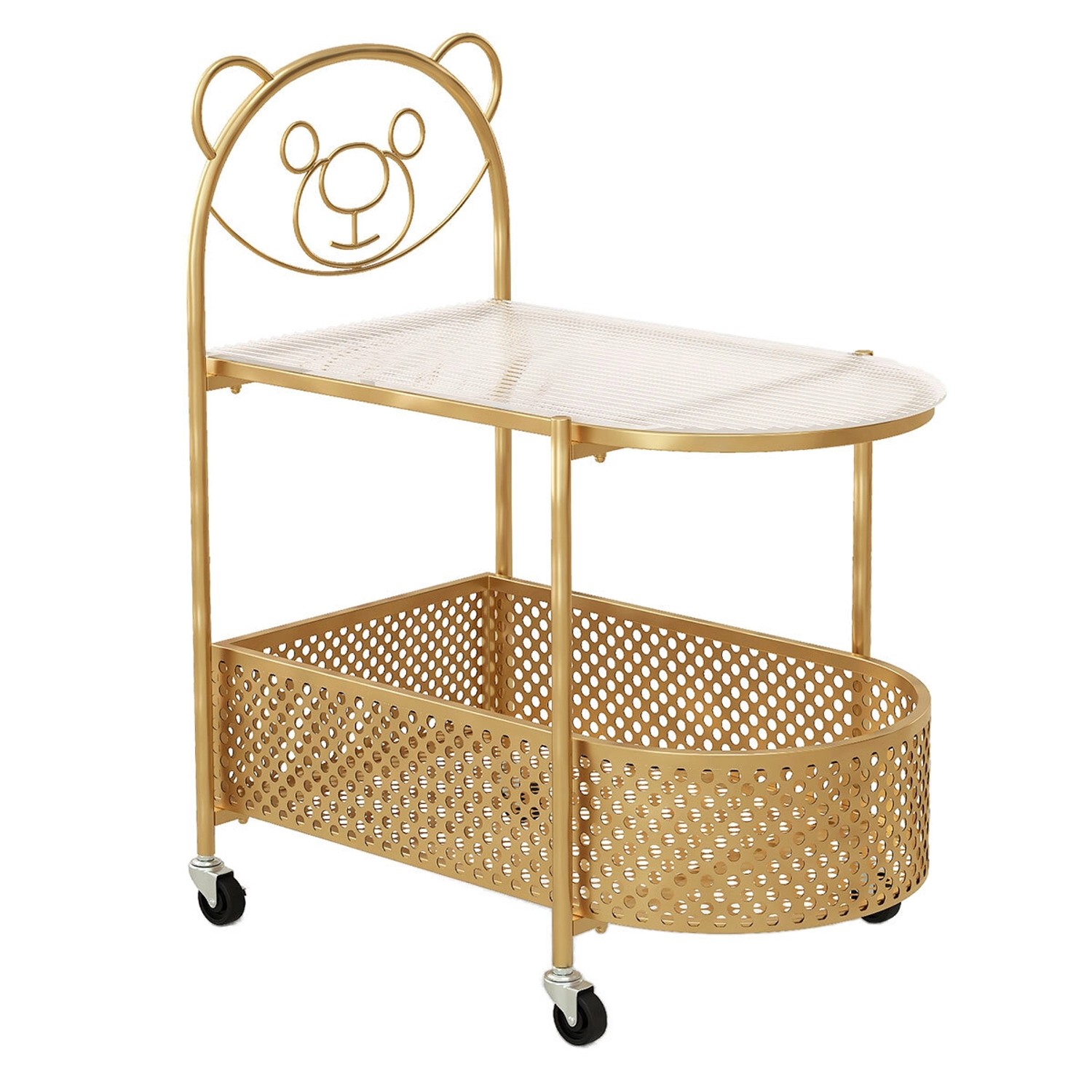 Costway Beistelltisch Glas mit Rollen 2-Stufiger Glastisch Modern Gold Costway Beistelltisch Glas mit Rollen 2-Stufiger Glastisch Modern Gold von COSTWAY