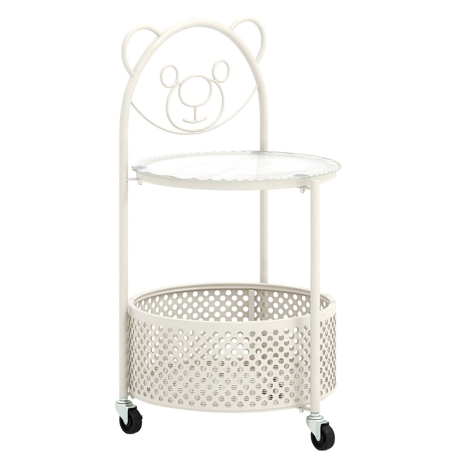 Costway Beistelltisch Glas mit Rollen 2-Stufiger Glastisch Rund Weiß Costway Beistelltisch Glas mit Rollen 2-Stufiger Glastisch Rund Weiß von COSTWAY