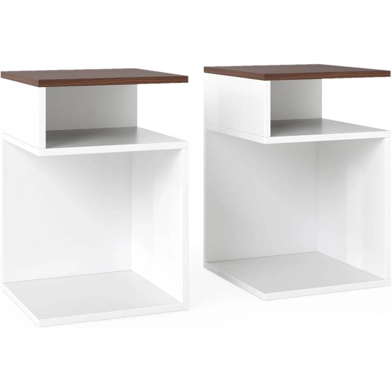 Costway Beistelltisch Holz 2er Set 3 Ebenen Sofatisch Nachttisch Costway Beistelltisch Holz 2er Set 3 Ebenen Sofatisch Nachttisch von COSTWAY