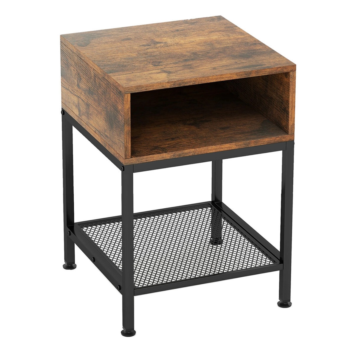 Costway Beistelltisch Im Industriedesign Nachttisch mit Stauraum Braun Costway Beistelltisch Im Industriedesign Nachttisch mit Stauraum Braun von COSTWAY