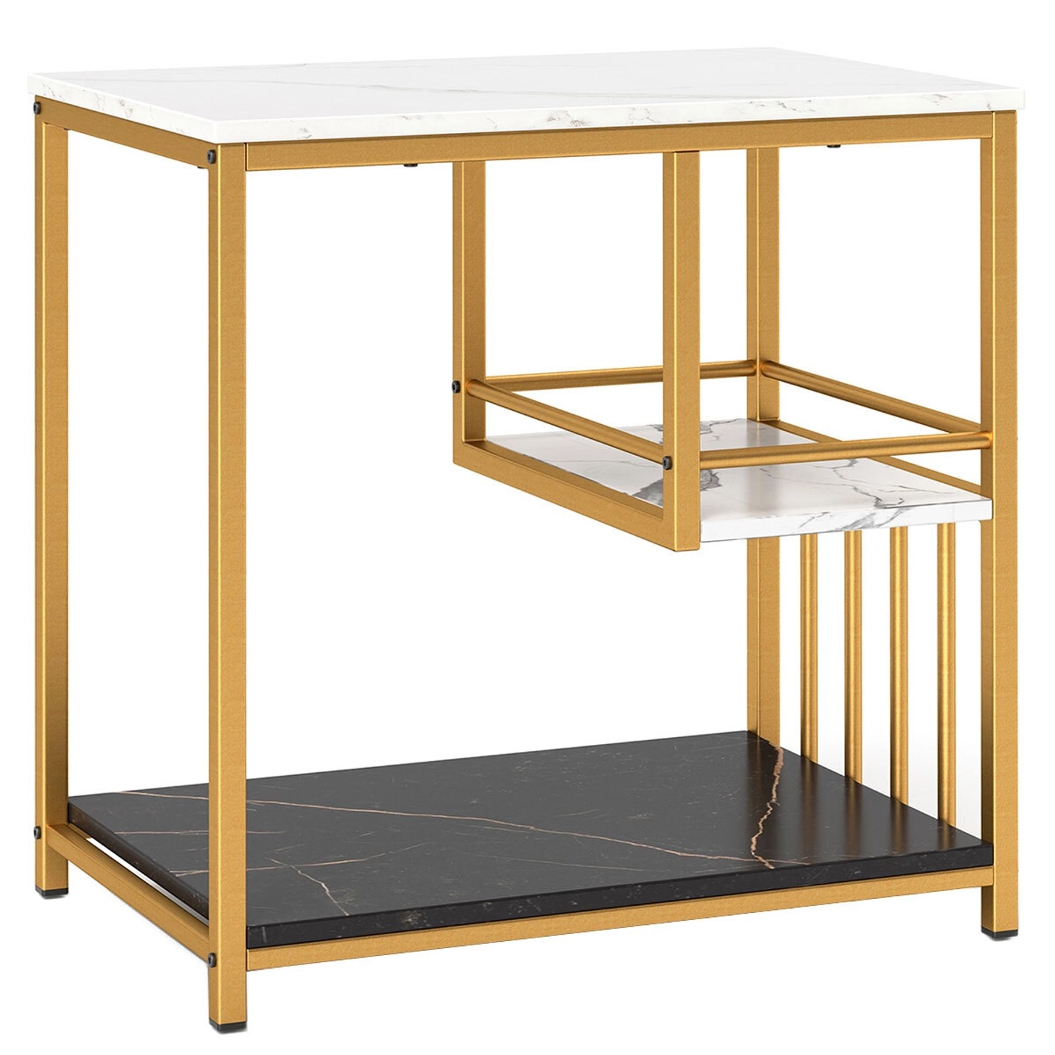 Costway Beistelltisch Marmor Optik 3-Stufiger Nachttisch Sofatisch Costway Beistelltisch Marmor Optik 3-Stufiger Nachttisch Sofatisch von COSTWAY