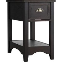 Beistelltisch mit Schublade und Ablage, 2-stöckiger Sofatisch, schmaler Nachttisch, Kaffeetisch für Wohnzimmer, Schlafzimmer, 56 x 33 x 58,5 cm von COSTWAY