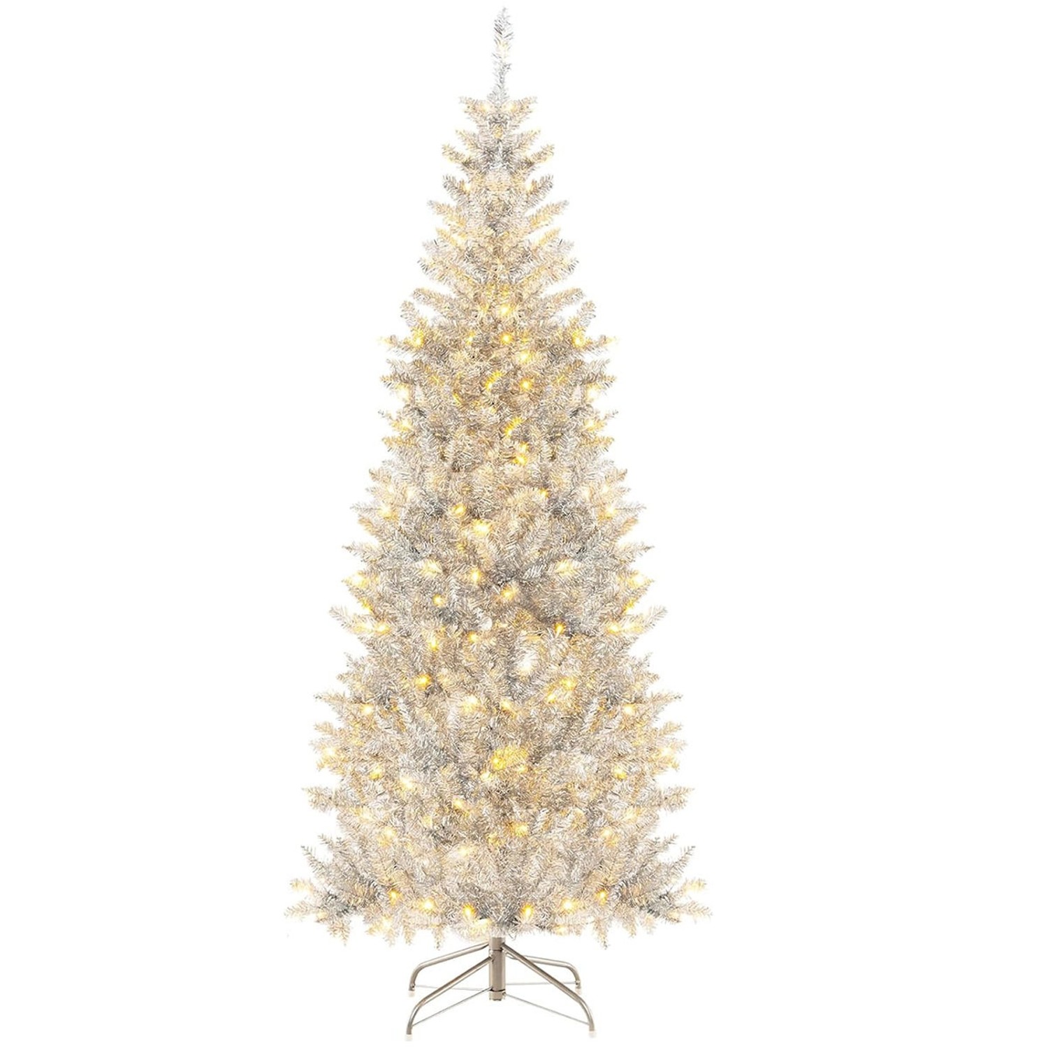 Costway Bleistift Weihnachtsbaum Lametta 180 cm von COSTWAY
