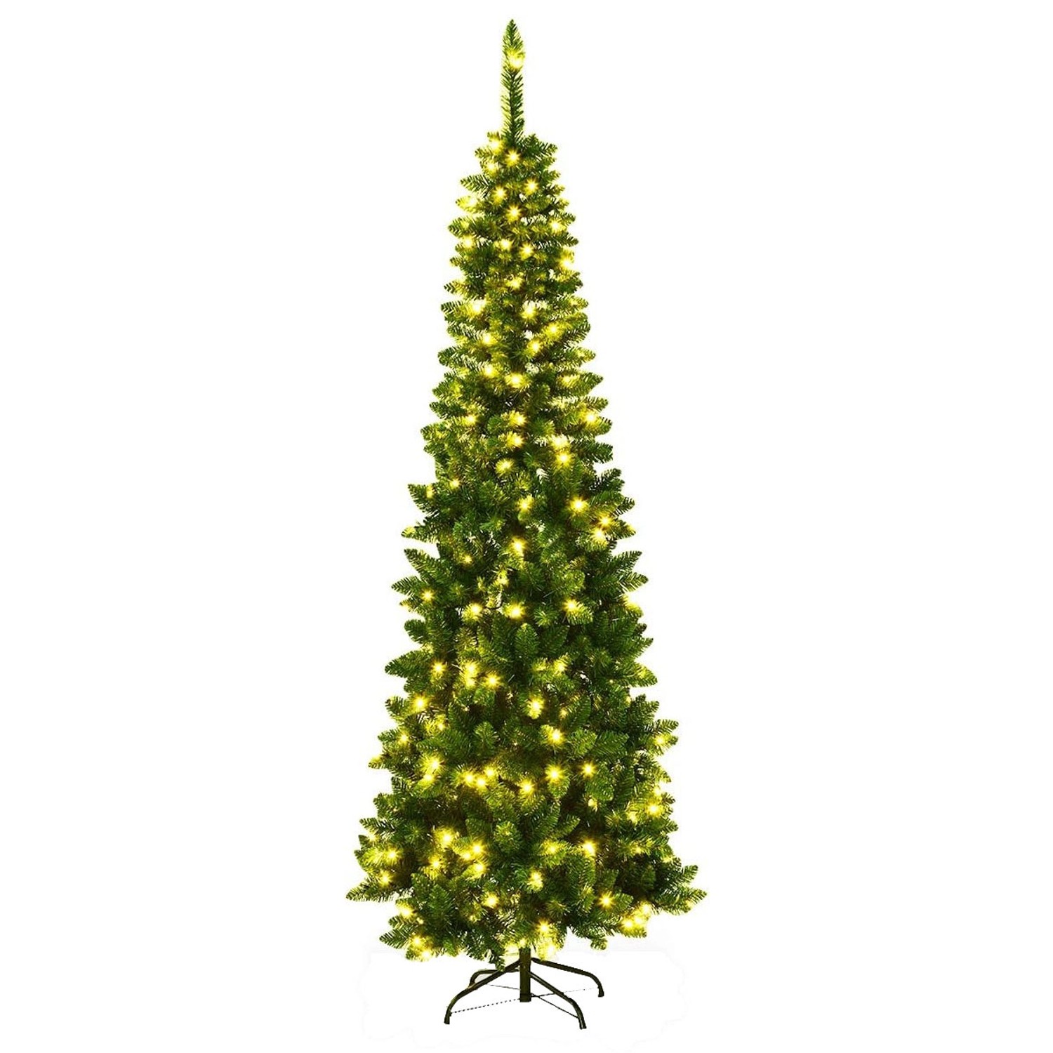 Costway Bleistift Weihnachtsbaum mit Led-Leuchten 200cm von COSTWAY