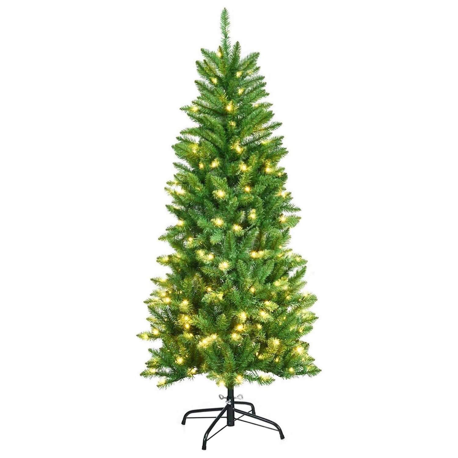 Costway Bleistift Weihnachtsbaum mit Warmweißen Led-Leuchten 150cm von COSTWAY