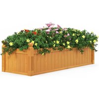 Costway - Blumenkasten aus Tannenholz, Rechteckiger Hochbeet mit Drainagesystem, Pflanzkasten für Gemüse & Blumen & Kräuter, Pflanzbeet für Garten, von COSTWAY