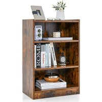 Bücherregal, Standregal mit 3 Fächern, Regal mit verstellbaren Regalen, für Wohnzimmer, Schlafzimmer, Arbeitszimmer, 30 x 50 x 75 cm, vintagebraun von COSTWAY