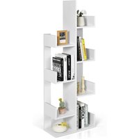 Costway - Bücherregal im Baumform, Standregal mit 8 Fächern, Regal, Aufbewahrungsregal für Wohnzimmer, Schlafzimmer, Büro, 50 x 25 x 145 cm (Weiß) von COSTWAY