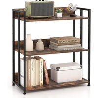 Bücherregal mit 3 Ebenen, Standregal mit verstellbaren Regalböden und Metallrahmen, Aufbewahrungsregal für Wohnzimmer, Küche, Arbeitszimmer, von COSTWAY
