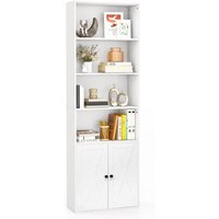 Costway - Bücherregal mit Türen & 4 offenen Fächern, 180 cm hohe Bücherschrank, Standregal, Aufbewahrungsregal für Wohnzimmer, Schlafzimmer, von COSTWAY