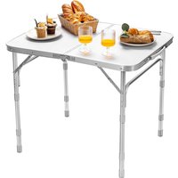 Campingtisch Klapptisch Falttisch Gartentisch Koffertisch Biertisch, Balkontisch mit Tragegriff, Flohmarkttisch belastbar bis 150kg, Esstisch Weiss von COSTWAY